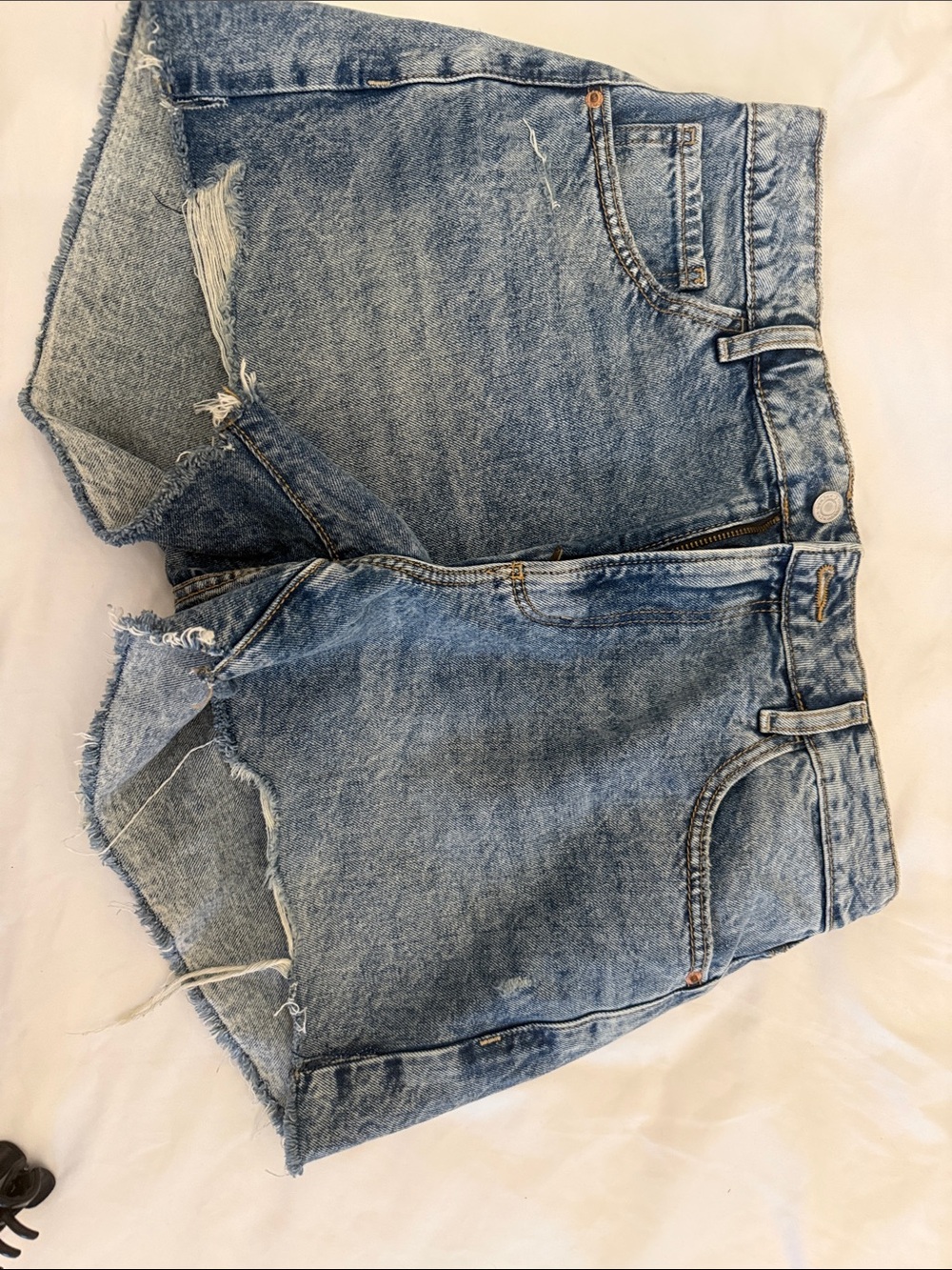 Women’s High-Rise Distressed Denim Shorts - Light Blue